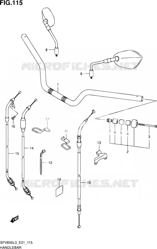 GUIDON (SFV650L3 E24) Suzuki MOTO 650 GLADIUS 2013  SFV650U L3 (E24)