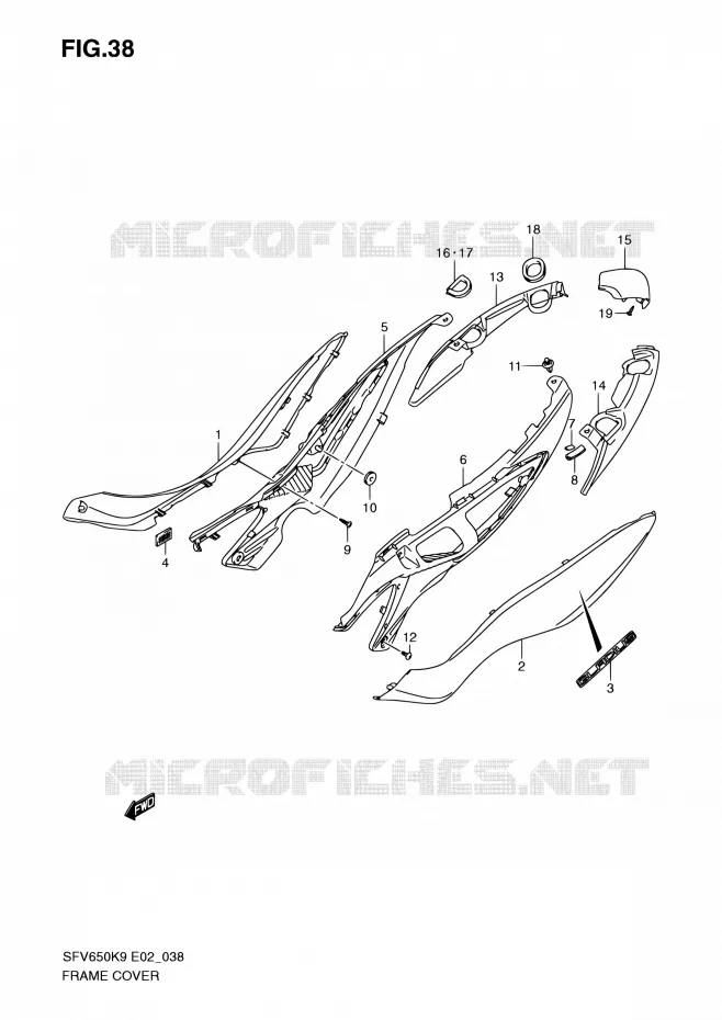 CARENAGES ARRIERE (MODEL K9) Suzuki MOTO 650 GLADIUS 2009  SFV650UAK9(E19)