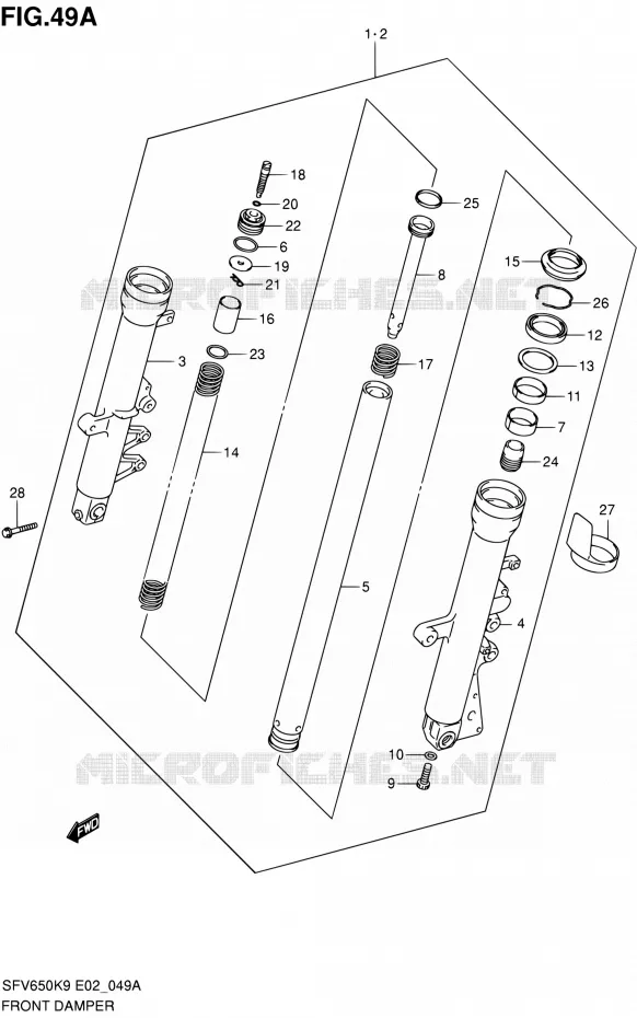 AMORTISSEUR AVANT (SFV650AK9/UAK9/AL0/UAL0) Suzuki MOTO 650 GLADIUS 2010  SFV650UAL0(E19)