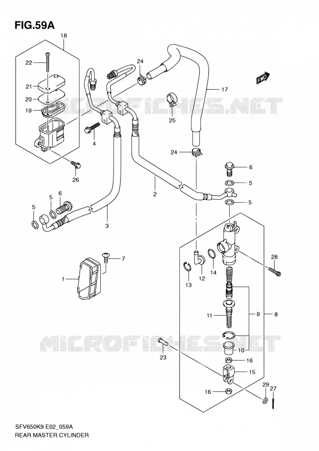MAITRE CYLINDRE ARRIERE (SFV650AK9/UAK9/AL0/UAL0) Suzuki MOTO 650 GLADIUS 2010  SFV650UAL0(E19)