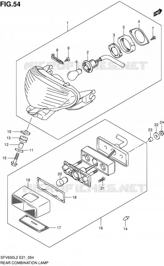 ENSEMBLE FEU ARRIERE (SFV650AL2 E21) Suzuki MOTO 650 GLADIUS 2012  SFV650UAL2(E21)