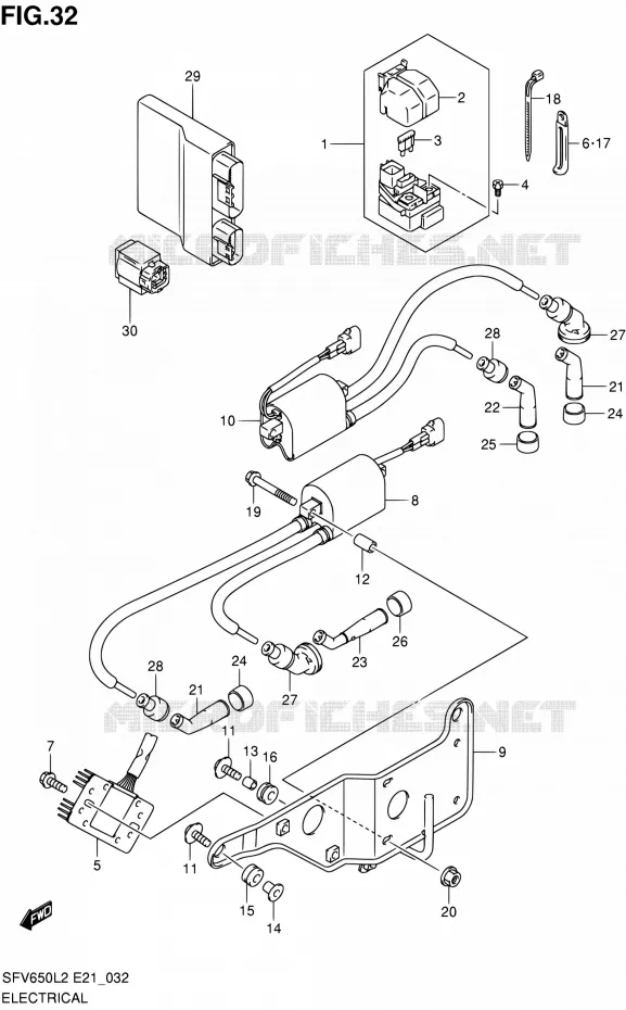PARTIE ELECTRIQUE (SFV650L2 E24) Suzuki MOTO 650 GLADIUS 2012  SFV650UAL2(E21)