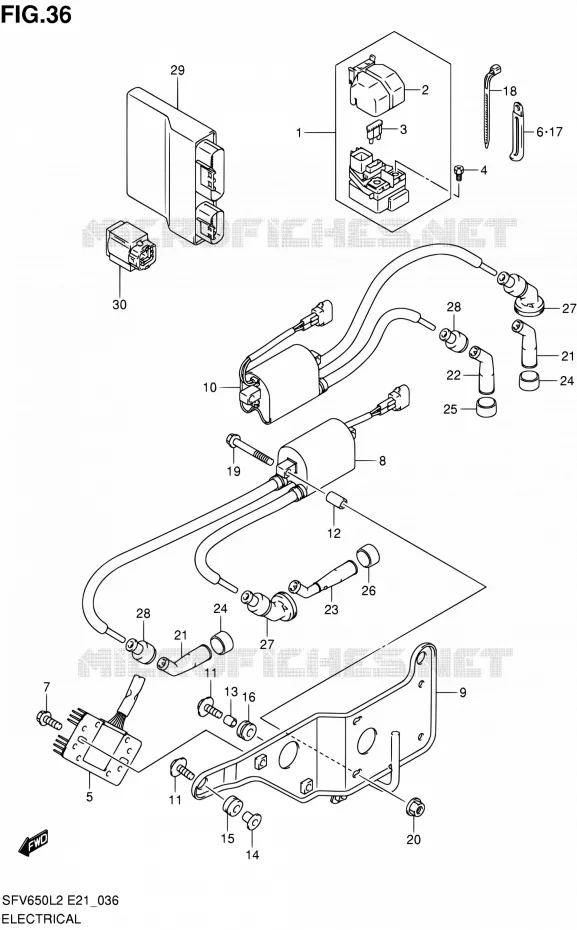 PARTIE ELECTRIQUE (SFV650UAL2 E21) Suzuki MOTO 650 GLADIUS 2012  SFV650UAL2(E21)
