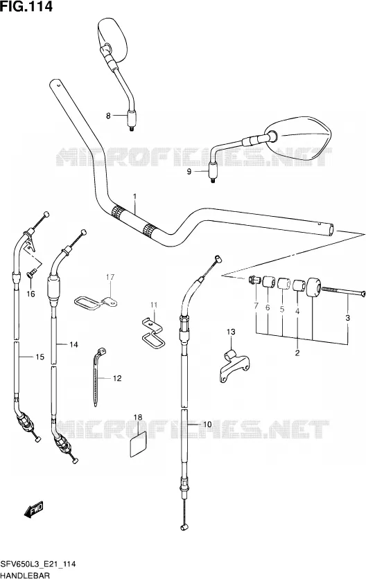 GUIDON (SFV650L3 E21) Suzuki MOTO 650 GLADIUS 2013  SFV650UA L3 (E21)