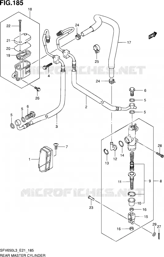 MAITRE CYLINDRE ARRIERE (SFV650AL3 E21) Suzuki MOTO 650 GLADIUS 2013  SFV650UA L3 (E21)