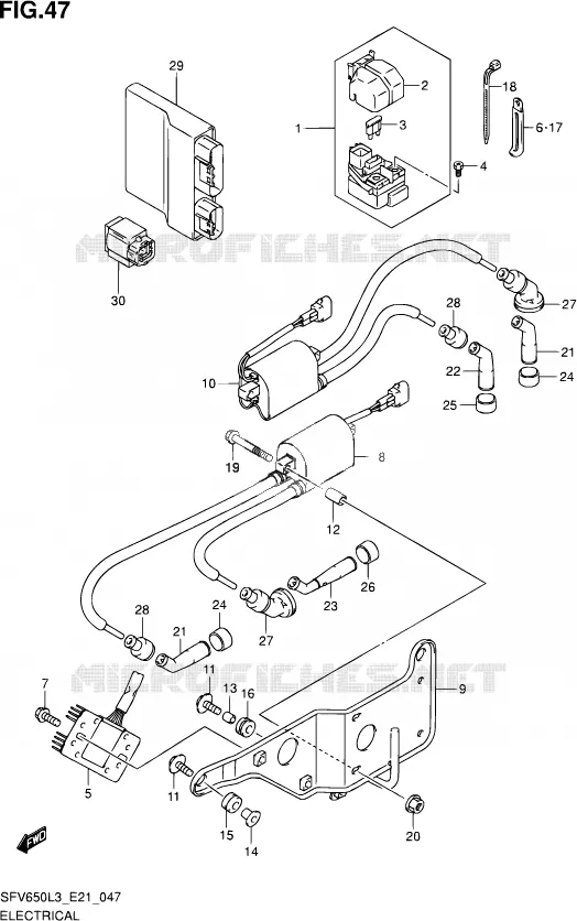 PARTIE ELECTRIQUE (SFV650L3 E24) Suzuki MOTO 650 GLADIUS 2013  SFV650UA L3 (E21)