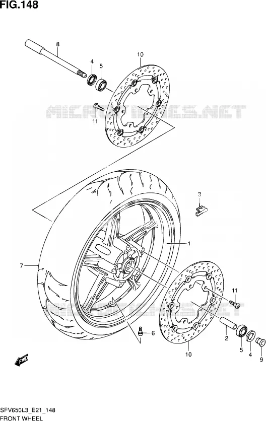 ROUE AVANT (SFV650UL3 E21) Suzuki MOTO 650 GLADIUS 2013  SFV650UA L3 (E21)