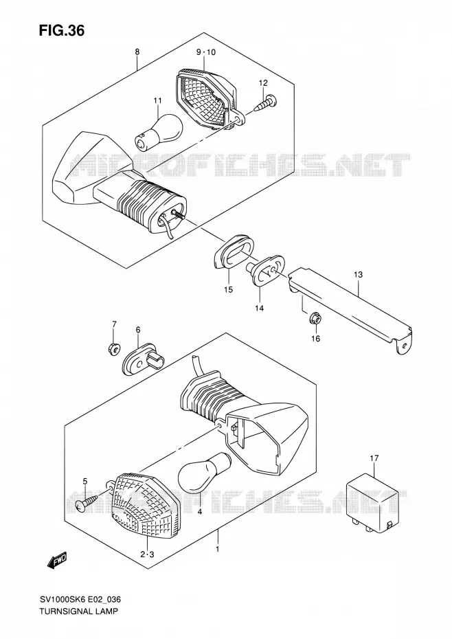 CLIGNOTANTS (SV1000S/S1/S2) Suzuki MOTO 1000 SV 2006  SV1000K6(E24)