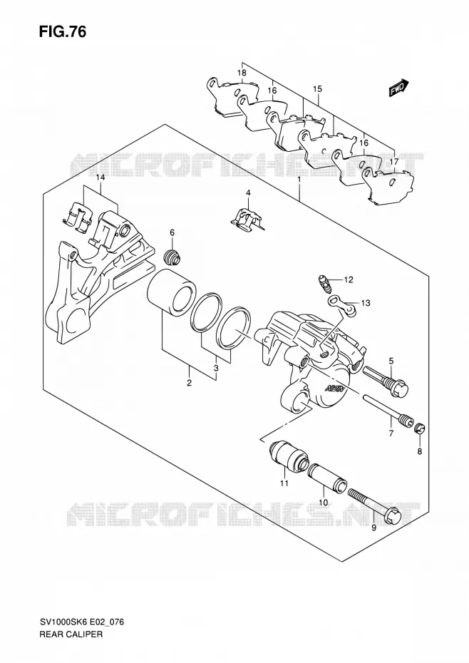 ETRIER DE FREIN ARRIERE Suzuki MOTO 1000 SV 2006  SV1000K6(E24)