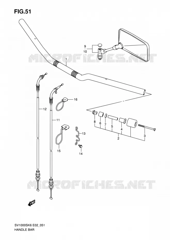GUIDON (SV1000/U1/U2) Suzuki MOTO 1000 SV 2007  SV1000SK7(E19)