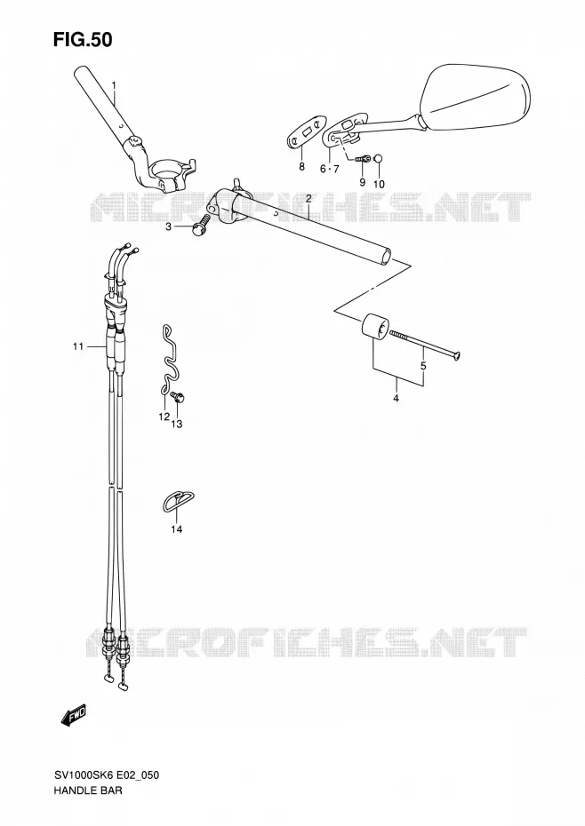 GUIDON (SV1000S/S1/S2) Suzuki MOTO 1000 SV 2007  SV1000SK7(E19)