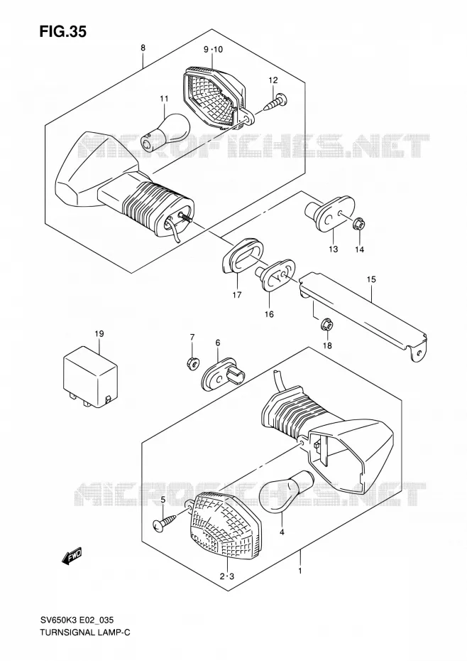 CLIGNOTANTS (NOTE) Suzuki MOTO 650 SV 2003  SV650K3