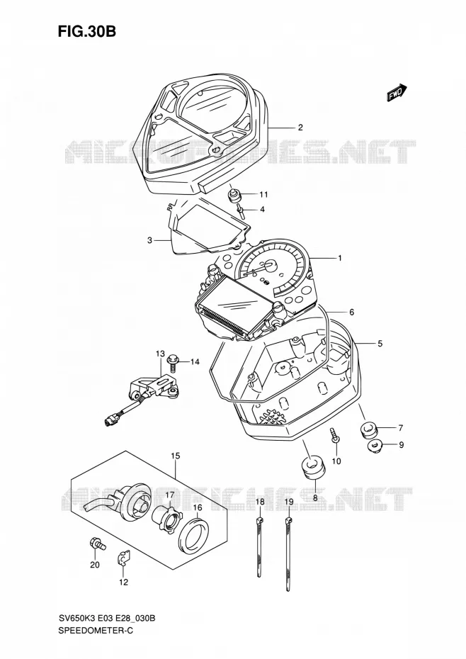 COMPTEUR (SV650SAK7) Suzuki MOTO 650 SV 2003  SV650K3/SV650S K3