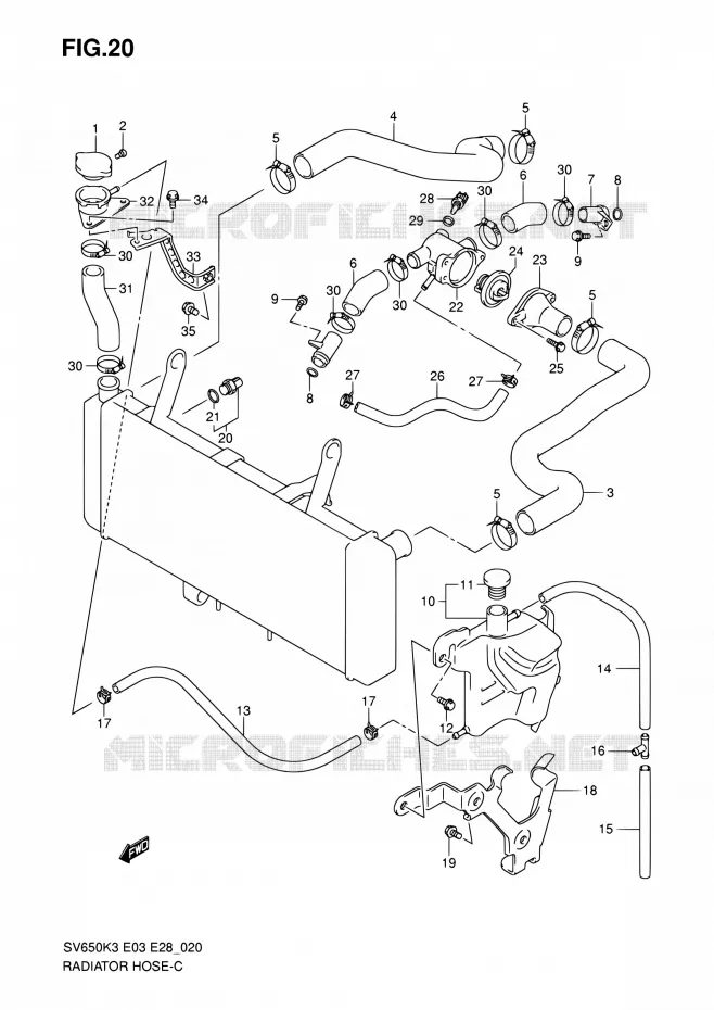 DURITE DE RADIATEUR Suzuki MOTO 650 SV-S 2003  SV650K3/SV650SK3