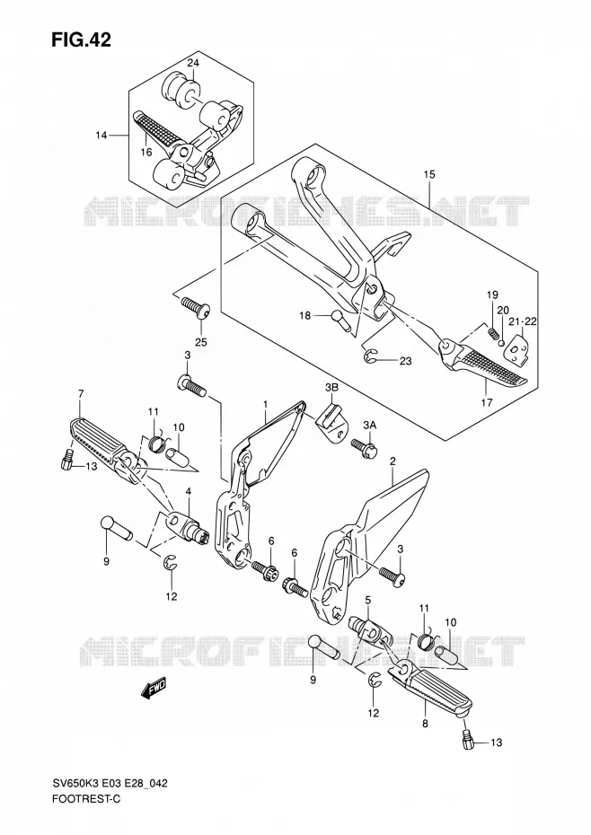 REPOSE PIED (MODELE K3) Suzuki MOTO 650 SV 2003  SV650K3/SV650S K3