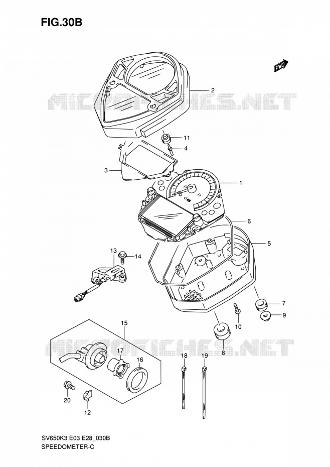 COMPTEUR (SV650SAK7) Suzuki MOTO 650 SV 2004  SV650K4/SV650SK4