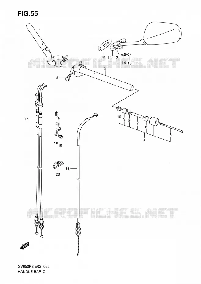 GUIDON (WITH COWLING) Suzuki MOTO 650 SV 2008  SV650K8(E24)