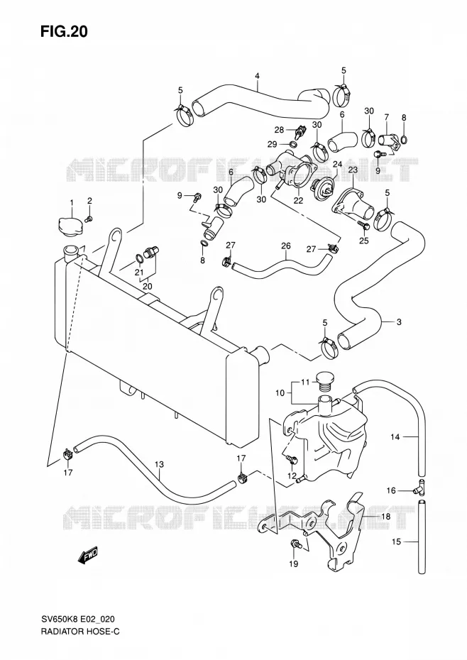 DURITE DE RADIATEUR Suzuki MOTO 650 SV 2008  SV650SK8(E19)