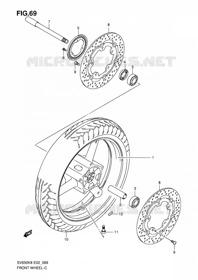 ROUE AVANT (VOIR NOTE) Suzuki MOTO 650 SV 2008  SV650SK8(E24)