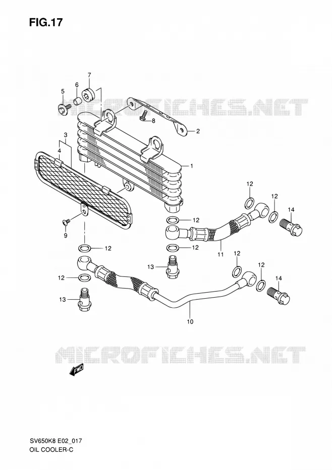 RADIATEUR D'HUILE Suzuki MOTO 650 SV-S 2009  SV650SK9(E19)