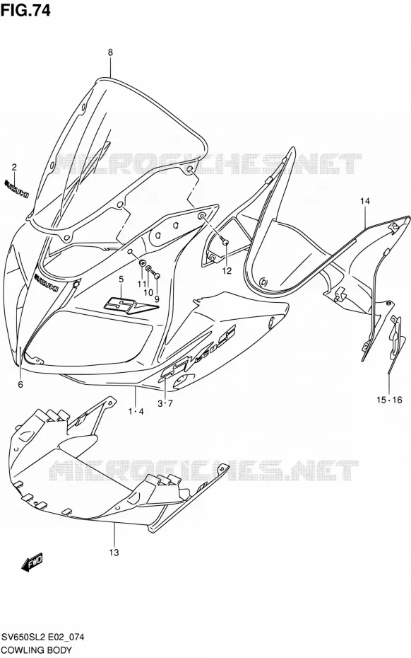 CARENAGES - ETIQUETTES Suzuki MOTO 650 SV 2012  SV650SL2(E24)