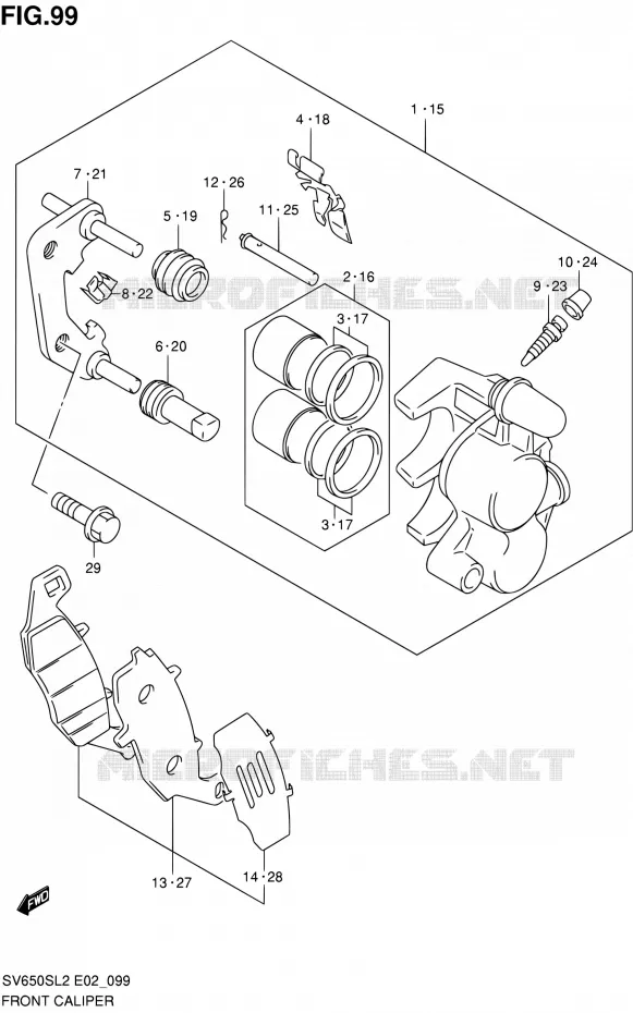 ETRIER DE FREIN AVANT (SV650SL2 E24) Suzuki MOTO 650 SV 2012  SV650SL2(E24)
