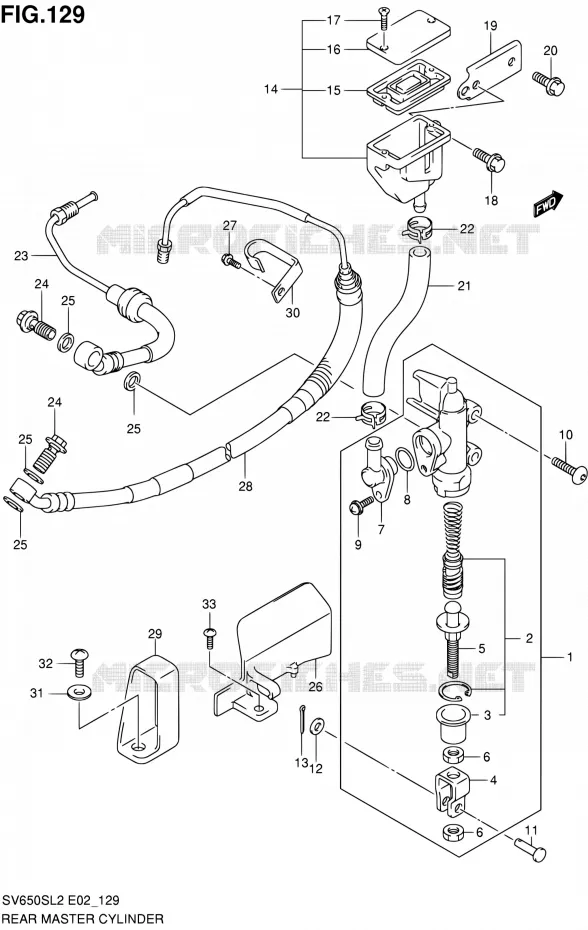 MAITRE CYLINDRE ARRIERE (SV650SAL2 E24) Suzuki MOTO 650 SV 2012  SV650SL2(E24)