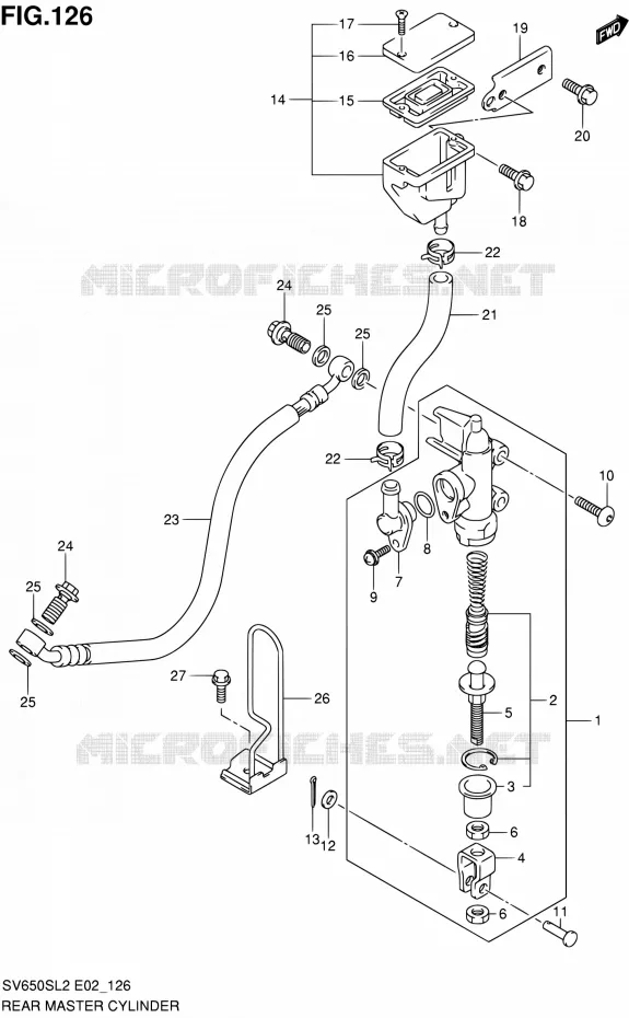 MAITRE CYLINDRE ARRIERE (SV650SL2 E02) Suzuki MOTO 650 SV 2012  SV650SL2(E24)