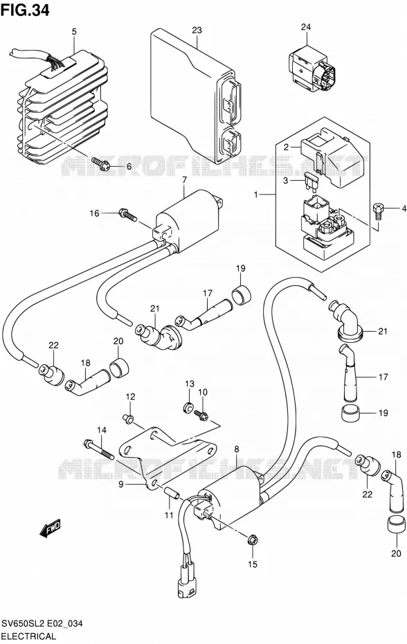 PARTIE ELECTRIQUE (SV650SL2 E02) Suzuki MOTO 650 SV 2012  SV650SL2(E24)