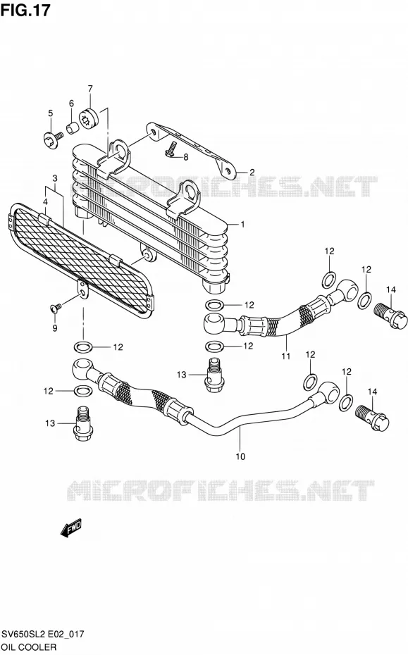 RADIATEUR D'HUILE Suzuki MOTO 650 SV 2012  SV650SL2(E24)