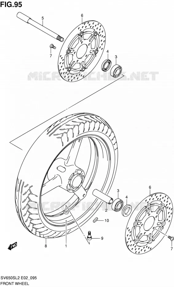 ROUE AVANT (SV650SUL2 E24) Suzuki MOTO 650 SV 2012  SV650SL2(E24)