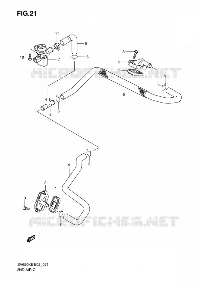 SYSTEME RECYCLAGE GAZ ECHAPPEMENT Suzuki MOTO 650 SV 2008  SV650SAK8(E24)