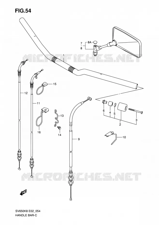 GUIDON (WITHOUT COWLING) Suzuki MOTO 650 SV-S 2009  SV650SAK9(E24)