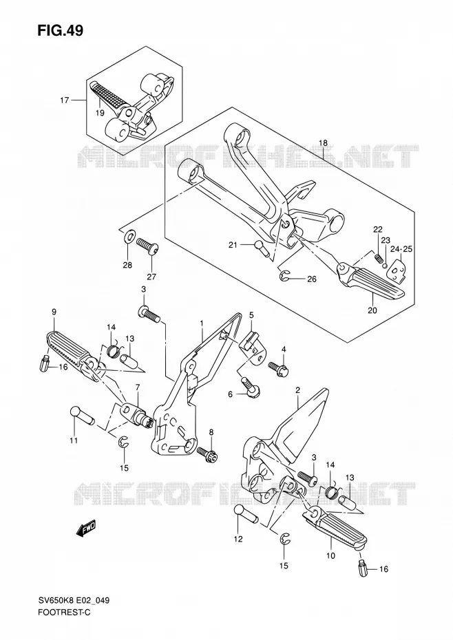 REPOSE PIED Suzuki MOTO 650 SV-S 2009  SV650SAK9(E24)
