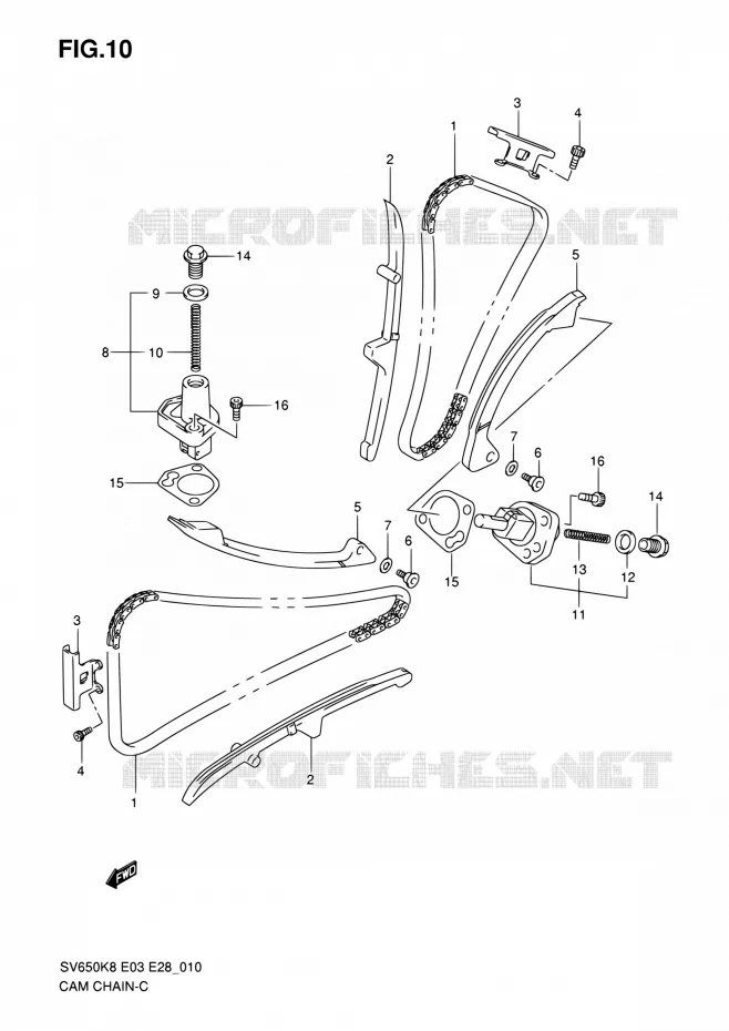 DISTRIBUTION Suzuki MOTO 650 SV-S 2010  SV650SA L0 (E03,E28,E33)