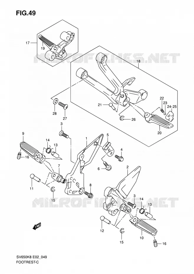 REPOSE PIED Suzuki MOTO 650 SV 2010  SV650SAL0(E19)