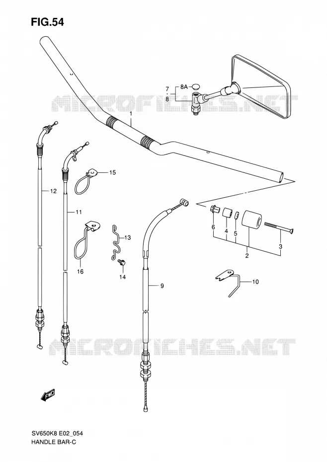 GUIDON (WITHOUT COWLING) Suzuki MOTO 650 SV 2010  SV650SAL0(E24)