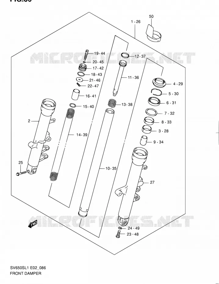 AMORTISSEUR AVANT (SV650SL1 E24) Suzuki MOTO 650 SV 2011  SV650SAL1(E24)