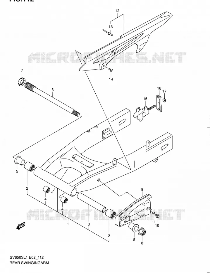 BRAS OSCILLANT ARRIERE (SV650SAL1 E24) Suzuki MOTO 650 SV 2011  SV650SAL1(E24)