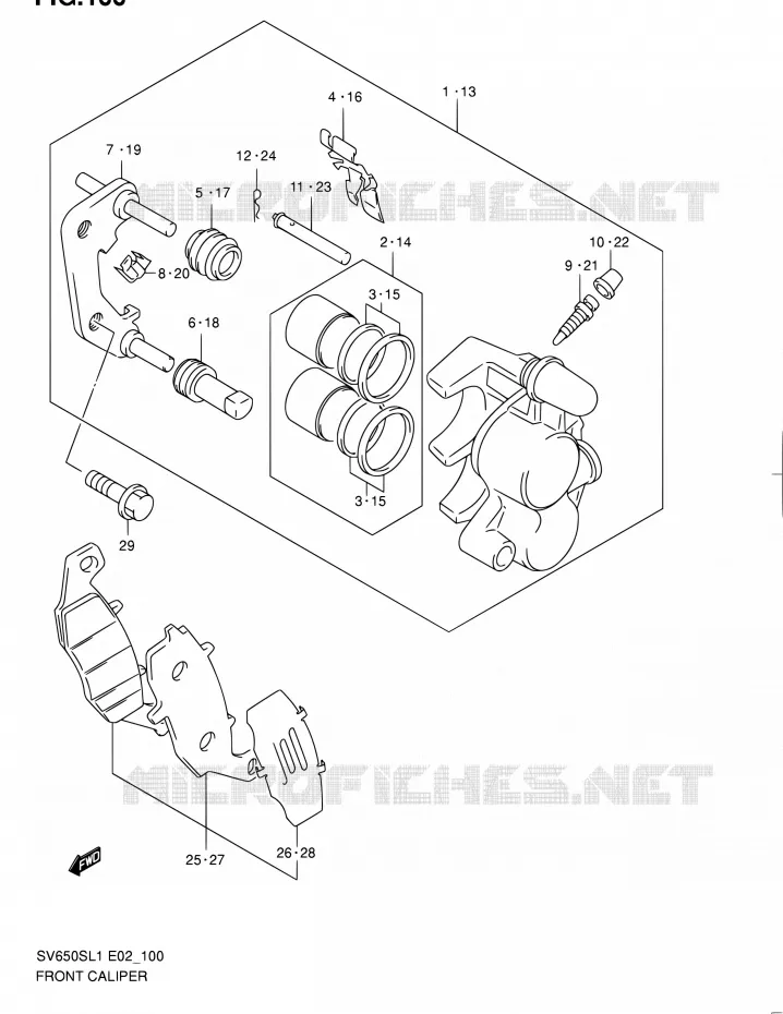 ETRIER DE FREIN AVANT (SV650SAL1 E24) Suzuki MOTO 650 SV 2011  SV650SAL1(E24)