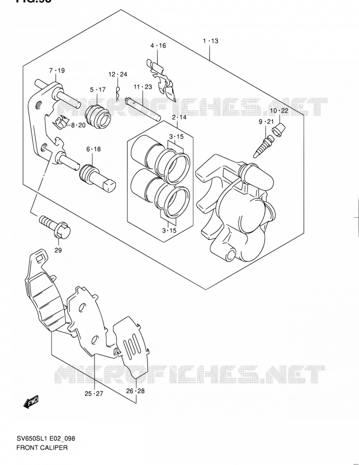ETRIER DE FREIN AVANT (SV650SL1 E02) Suzuki MOTO 650 SV 2011  SV650SAL1(E24)