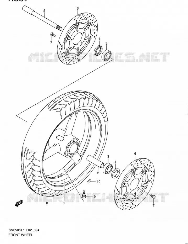 ROUE AVANT (SV650SL1 E24) Suzuki MOTO 650 SV 2011  SV650SAL1(E24)