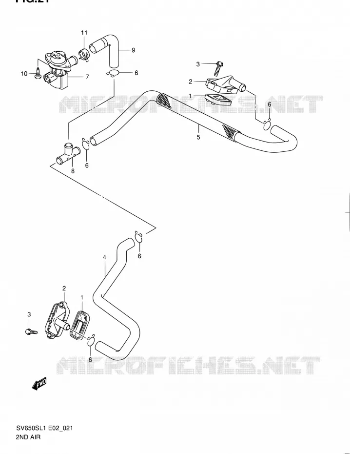 SYSTEME RECYCLAGE GAZ ECHAPPEMENT Suzuki MOTO 650 SV 2011  SV650SAL1(E24)