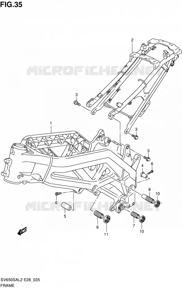CADRE Suzuki MOTO 650 SV-S 2012  SV650SA L2 (E03,E28,E33)