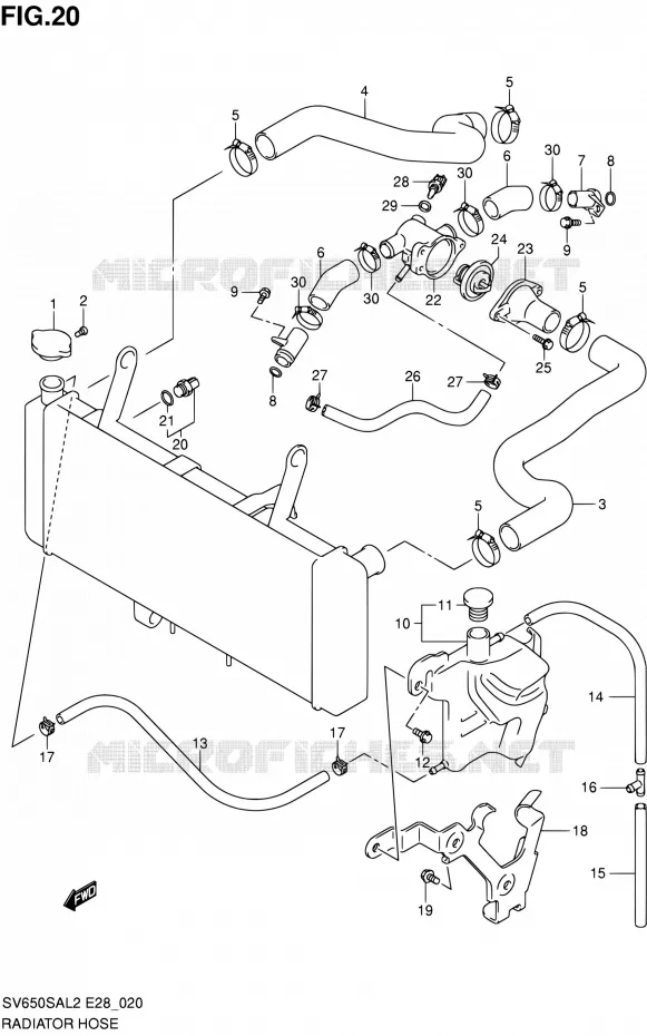 DURITE DE RADIATEUR Suzuki MOTO 650 SV-S 2012  SV650SA L2 (E03,E28,E33)