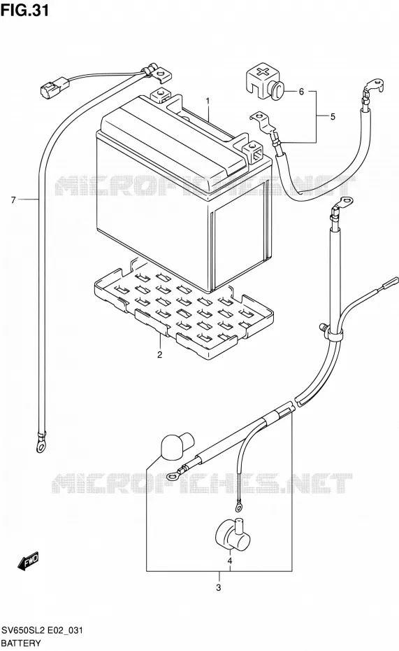 BATTERIE (SV650SL2 E24) Suzuki MOTO 650 SV 2012  SV650SAL2(E24)