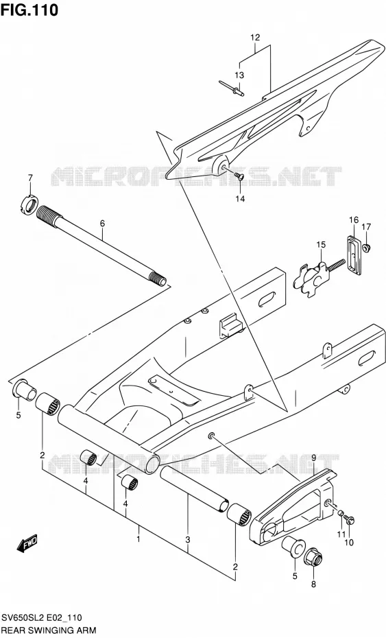 BRAS OSCILLANT ARRIERE (SV650SL2 E02) Suzuki MOTO 650 SV 2012  SV650SAL2(E24)