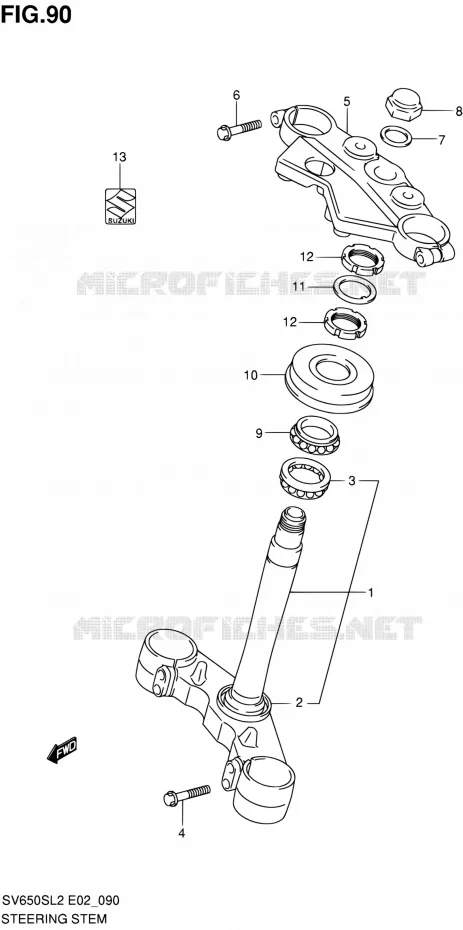 COLONNE DE DIRECTION (SV650SL2 E24) Suzuki MOTO 650 SV 2012  SV650SAL2(E24)