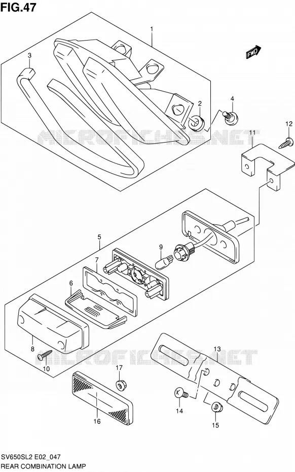 ENSEMBLE FEU ARRIERE Suzuki MOTO 650 SV 2012  SV650SAL2(E24)