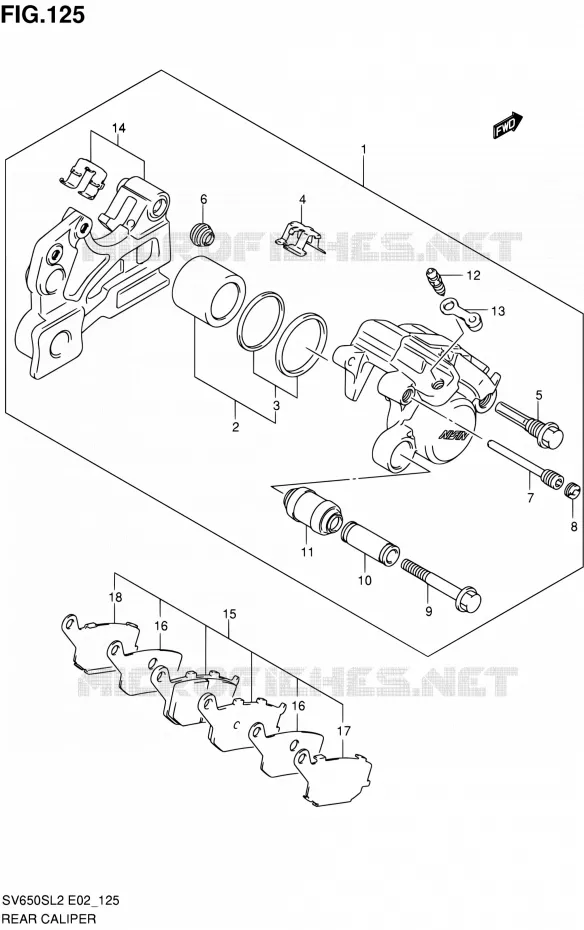 ETRIER DE FREIN ARRIERE (SV650SAL2 E24) Suzuki MOTO 650 SV 2012  SV650SAL2(E24)